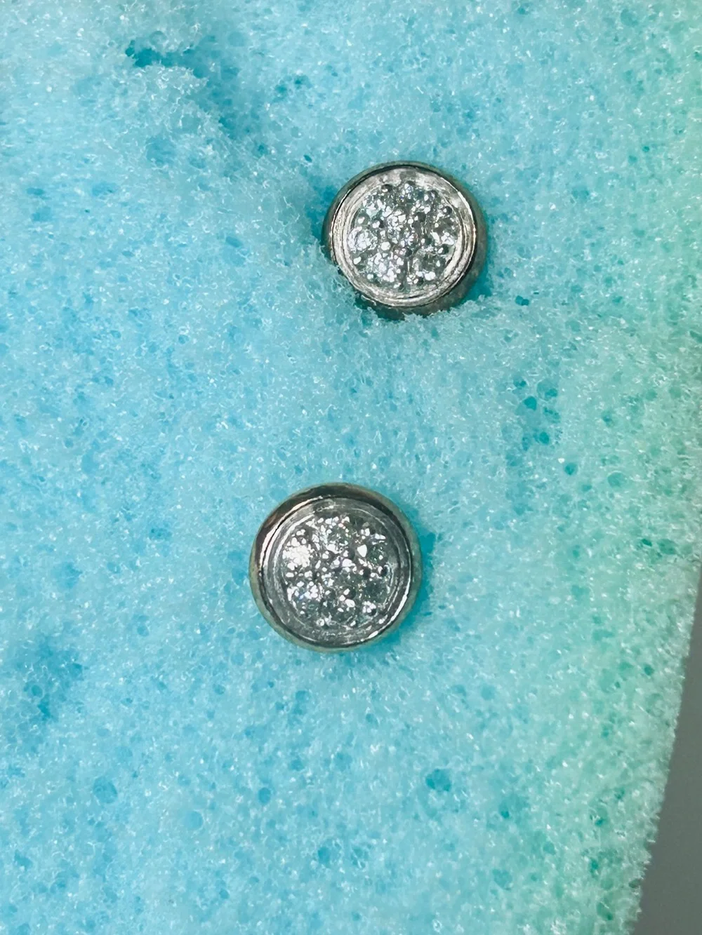Silver Crystal Cluster Stud Earrings - Polished Silver Shine
